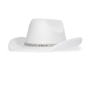 Chic White Hat with Silver Detailing